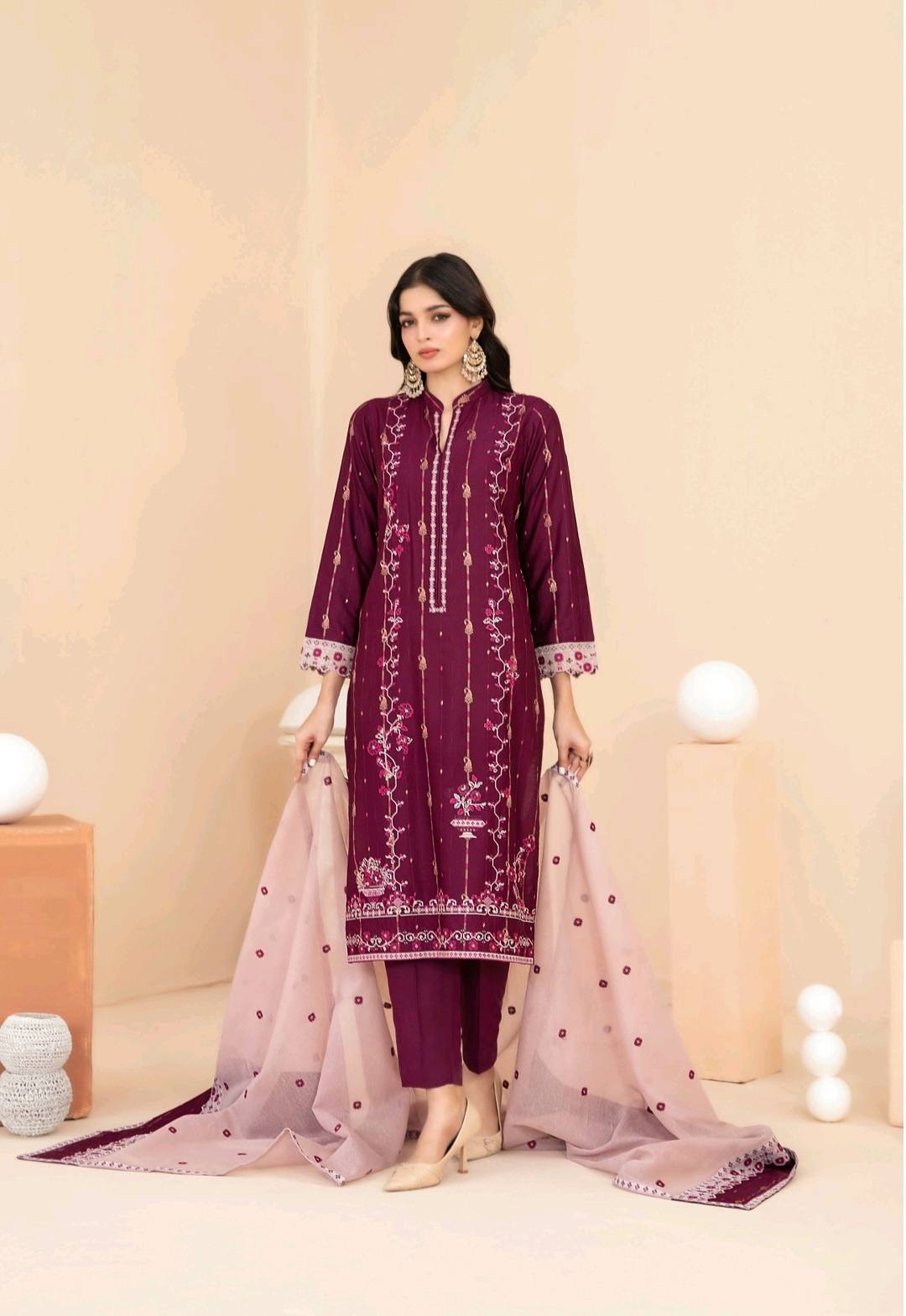 Shahid Tawakkal Embroidered Boti Broshia Staple - Embroidered Fancy Khaddi Dupatta Collection 2025 D-09