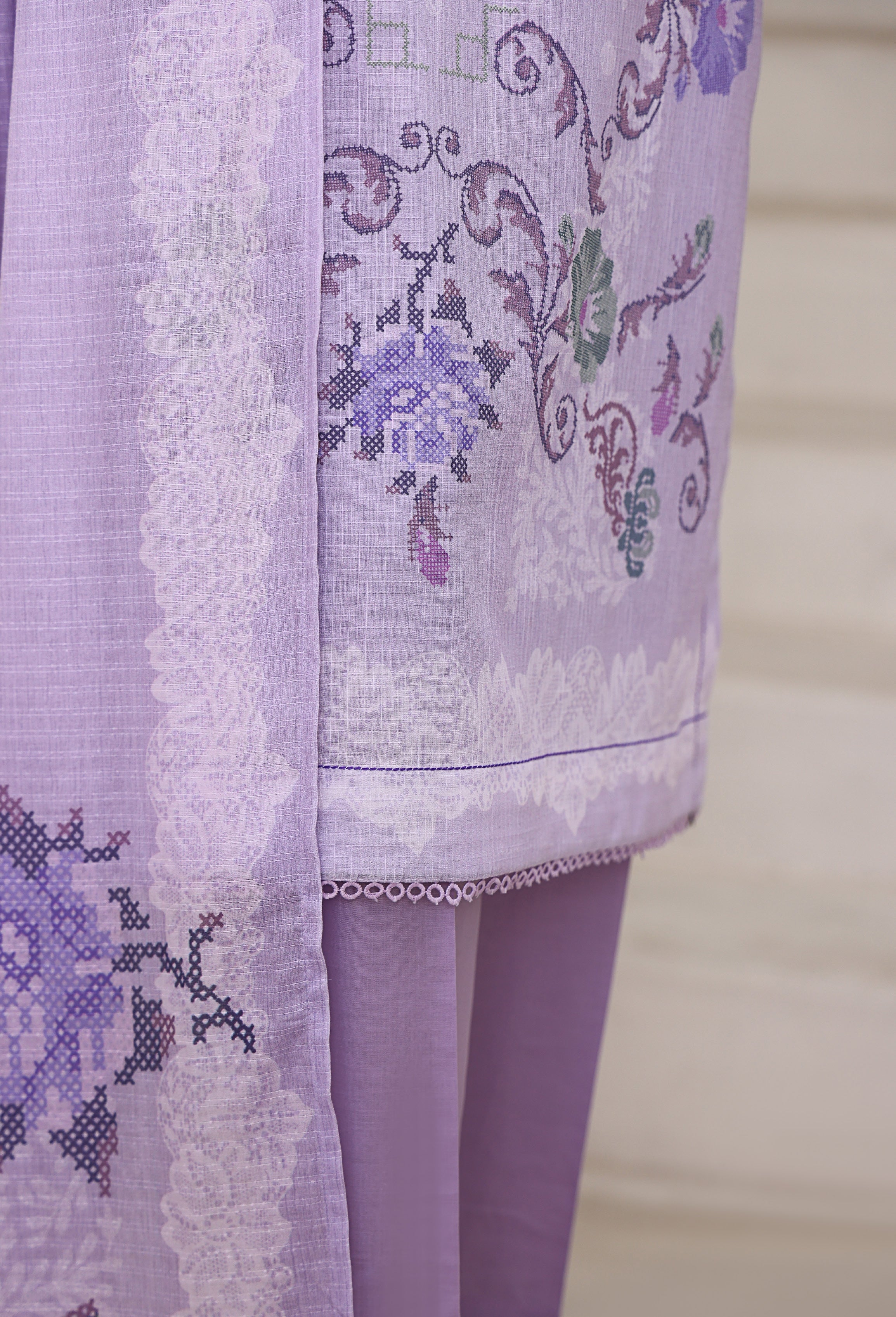 HZ Textile Unstitch Pre-winter Cross Slub with Cotton Printed Shirt Karandi lawn Printed Dupatta Collection 2025 D-01