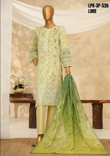 HZ Textile Ready to Wear PRINTKARI CAMBRIC Chikankari 3PC Collection 2025 D-02