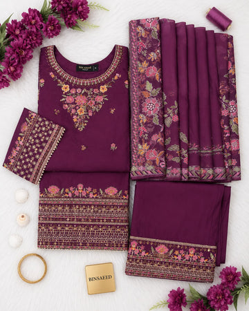 Bin Saeed Luxury Lawn Embroidery Stitced Collection 2026 D-3