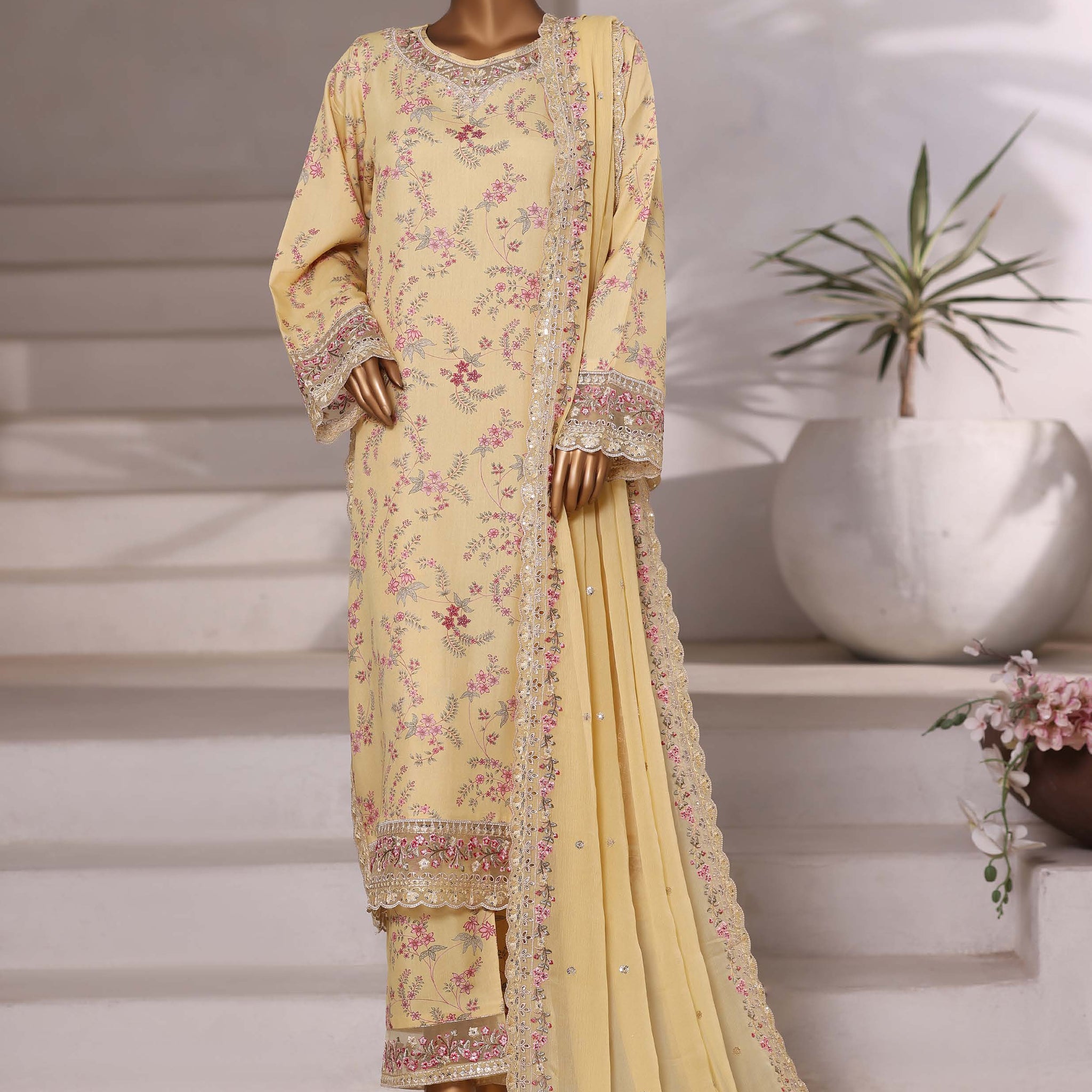 Sadabahar Luxury Viscose With Chiffon Embroidered Dupatta 3pcs Stitched Collection 2025 0-02