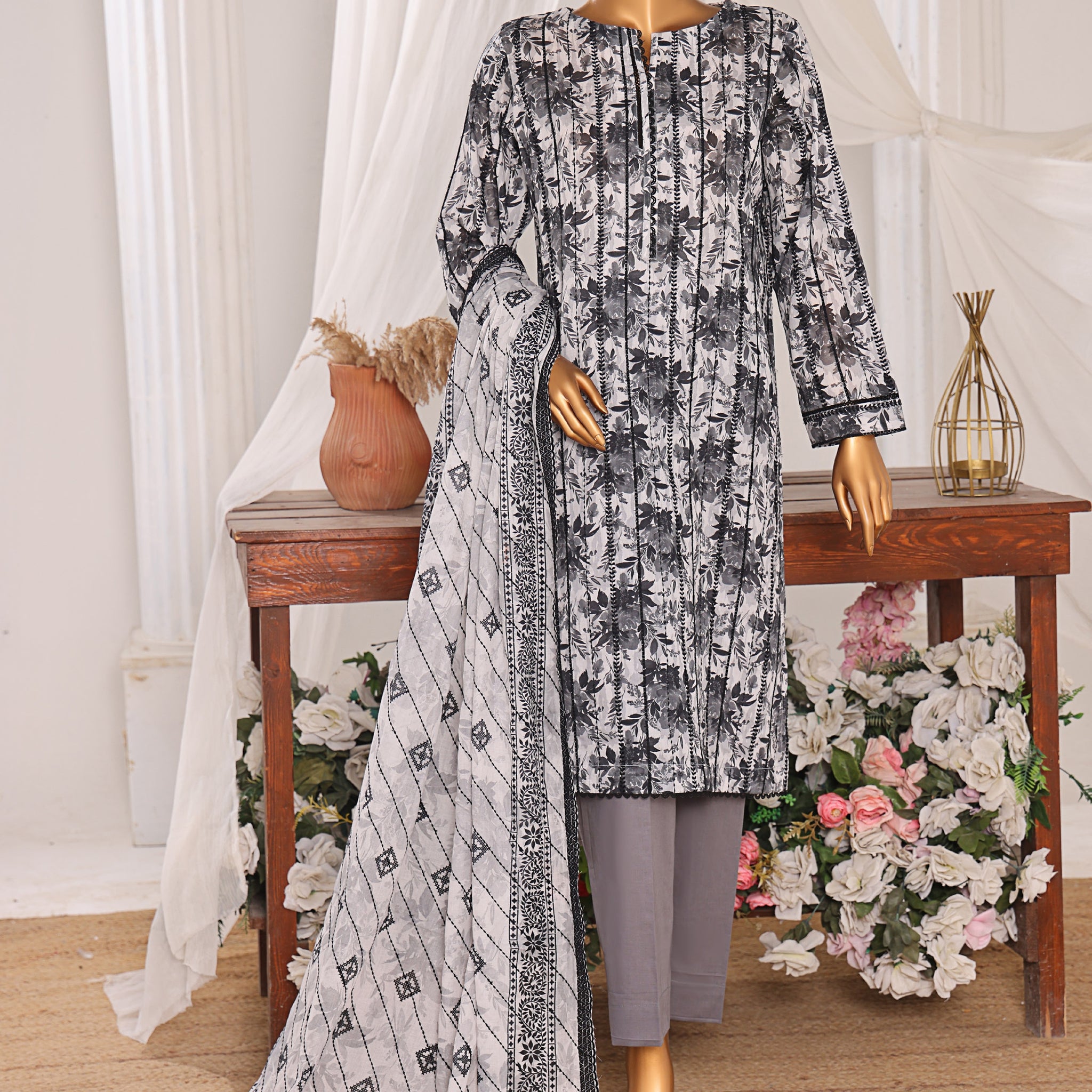 HZ Textile Unstitch Dhagakari Embroidered Collection 2025 D-02