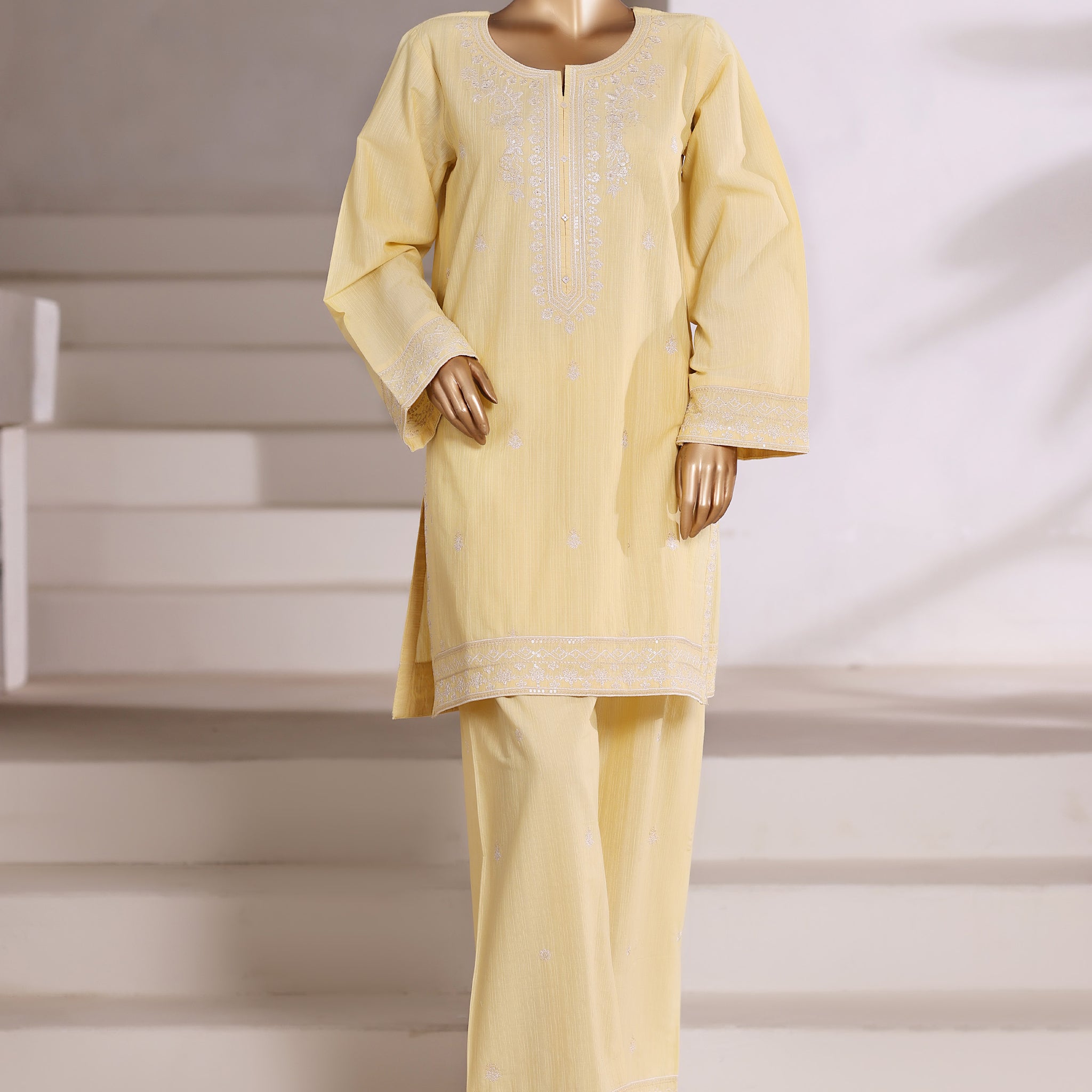 SADABAHAR Vybe Embroidered Set 2PlECE STITCHED COLLECTION 2025 D-304 Lemon
