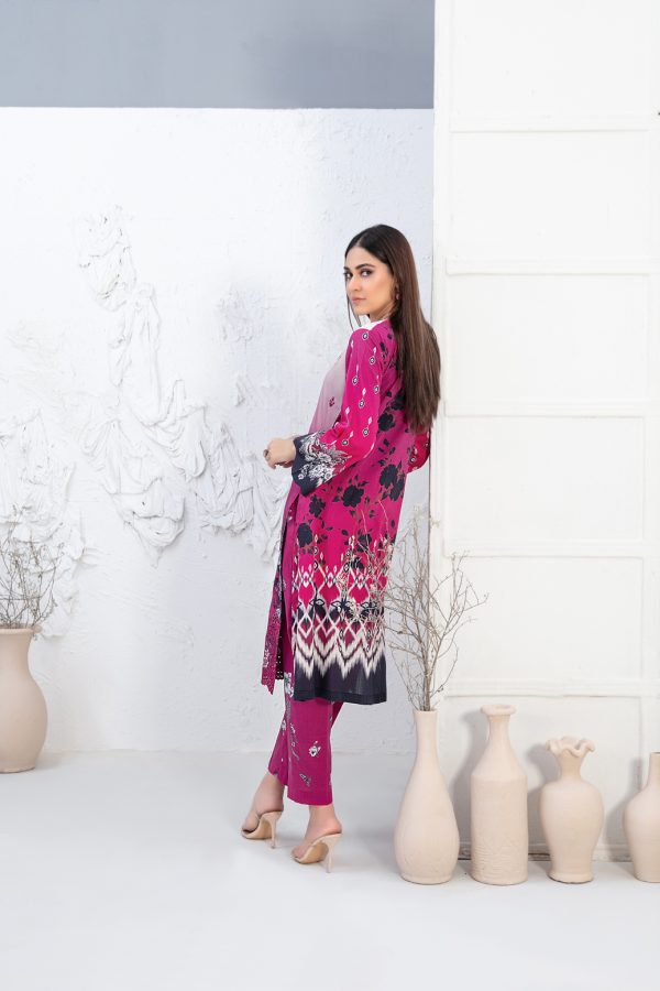 Tawwakal Fabric by Un-Stitched Laserkari Daman Embroidered Digital Printed Lawn Shirt D-01