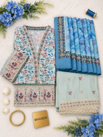 Bin Saeed Luxury Lawn Embroidery Stitced Collection 2026 D-8