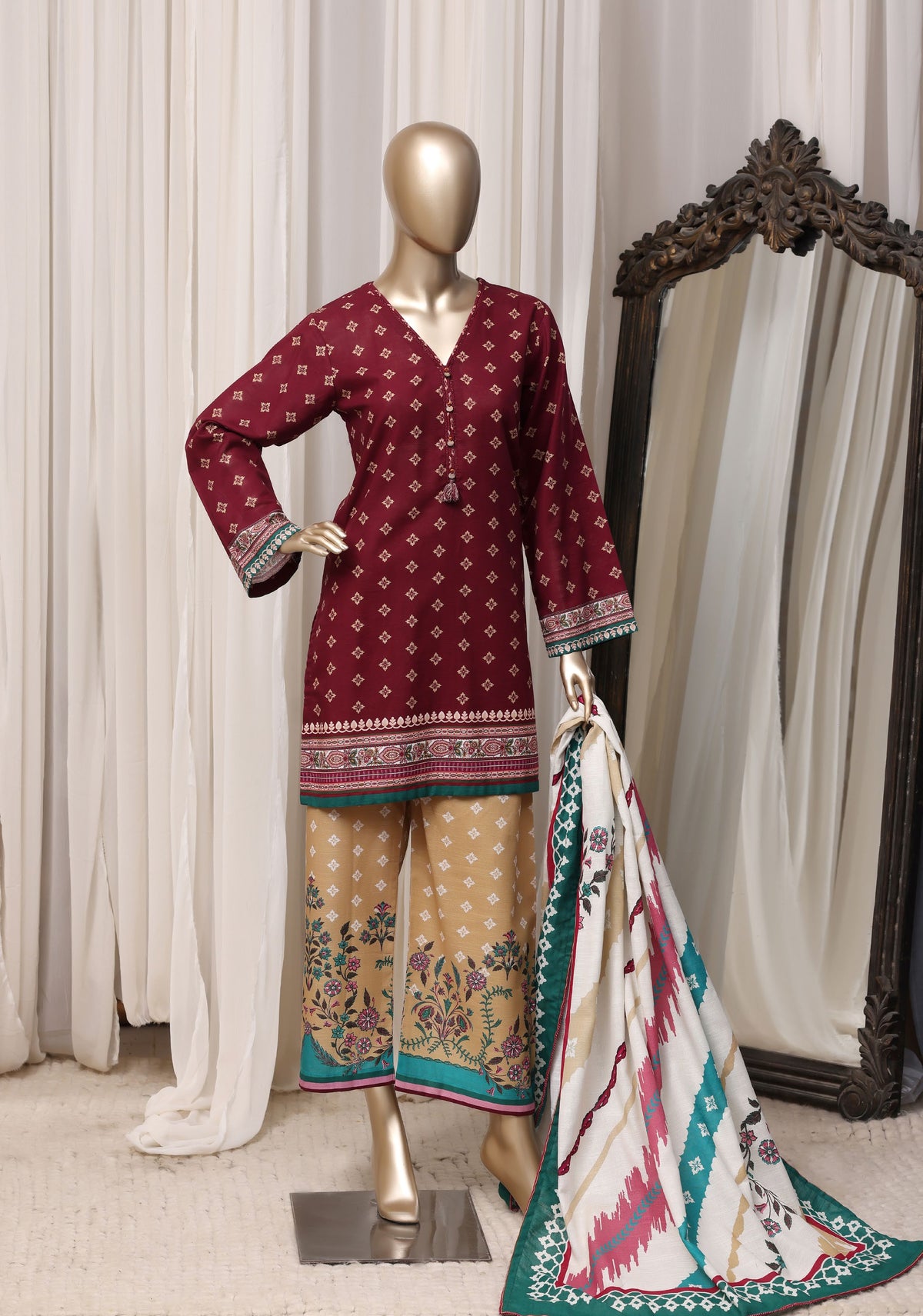 Sadabahar Luxury Khaddar Printed 3piece  stitched Vol-03 2026 D-02