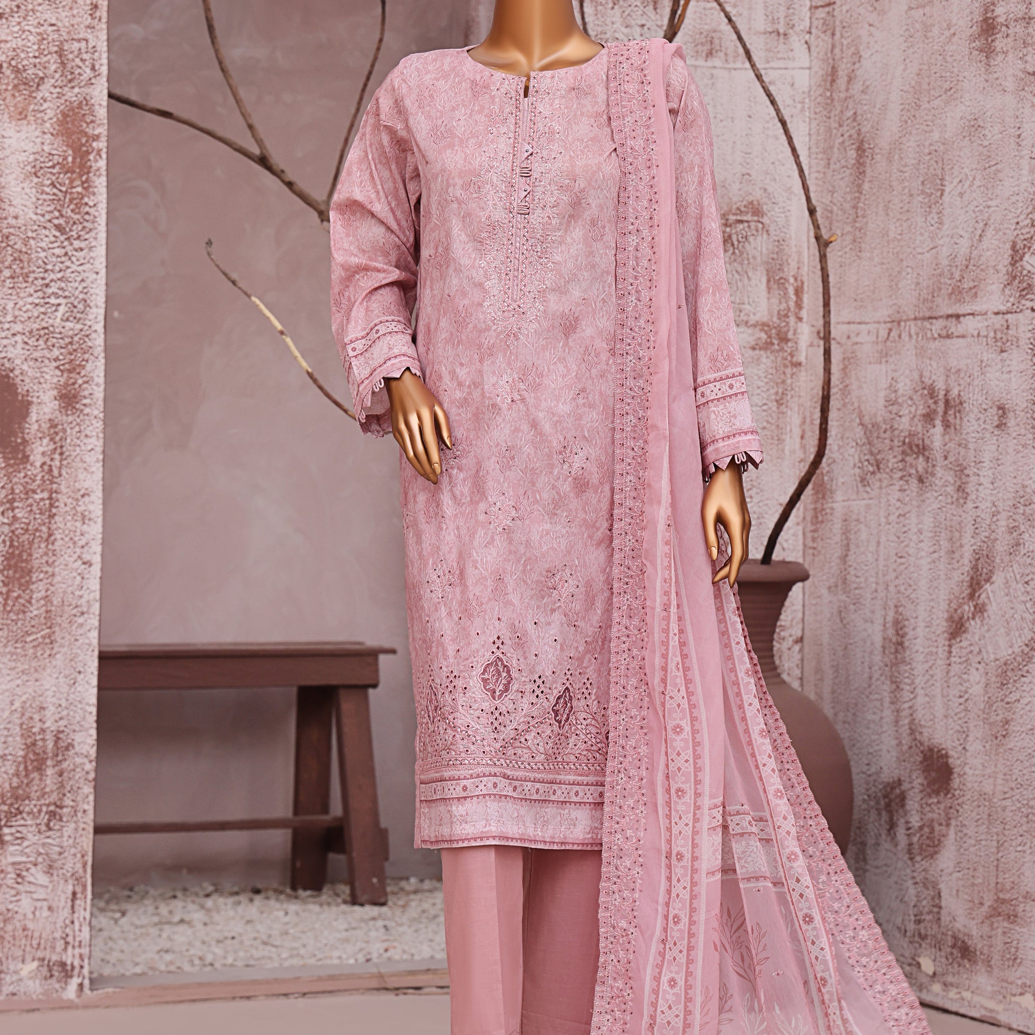 HZ Textile UNSTITCH Premium Embroidered Collection 2025 D-02