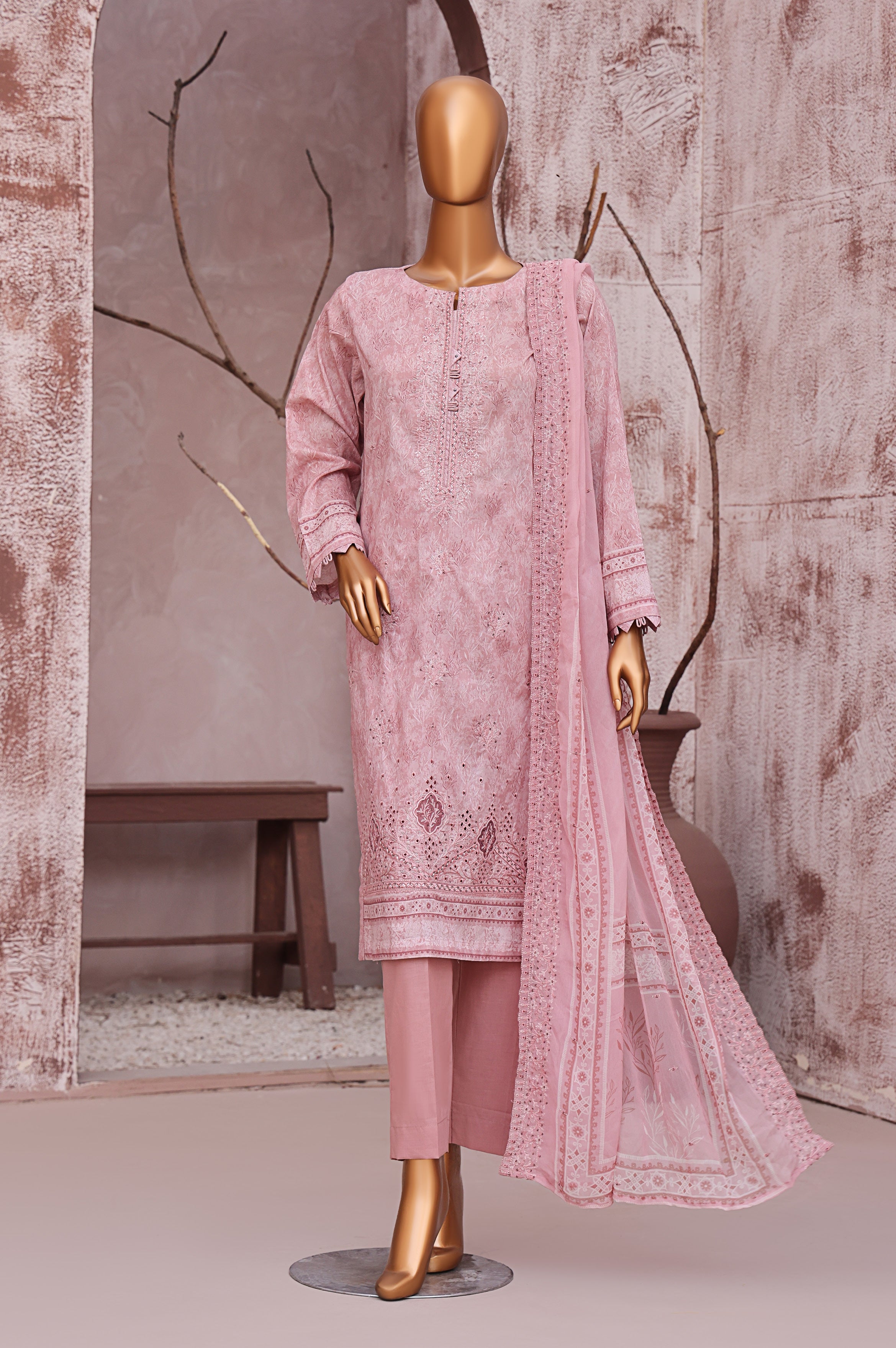 HZ Textile UNSTITCH Premium Embroidered Collection 2025 D-02