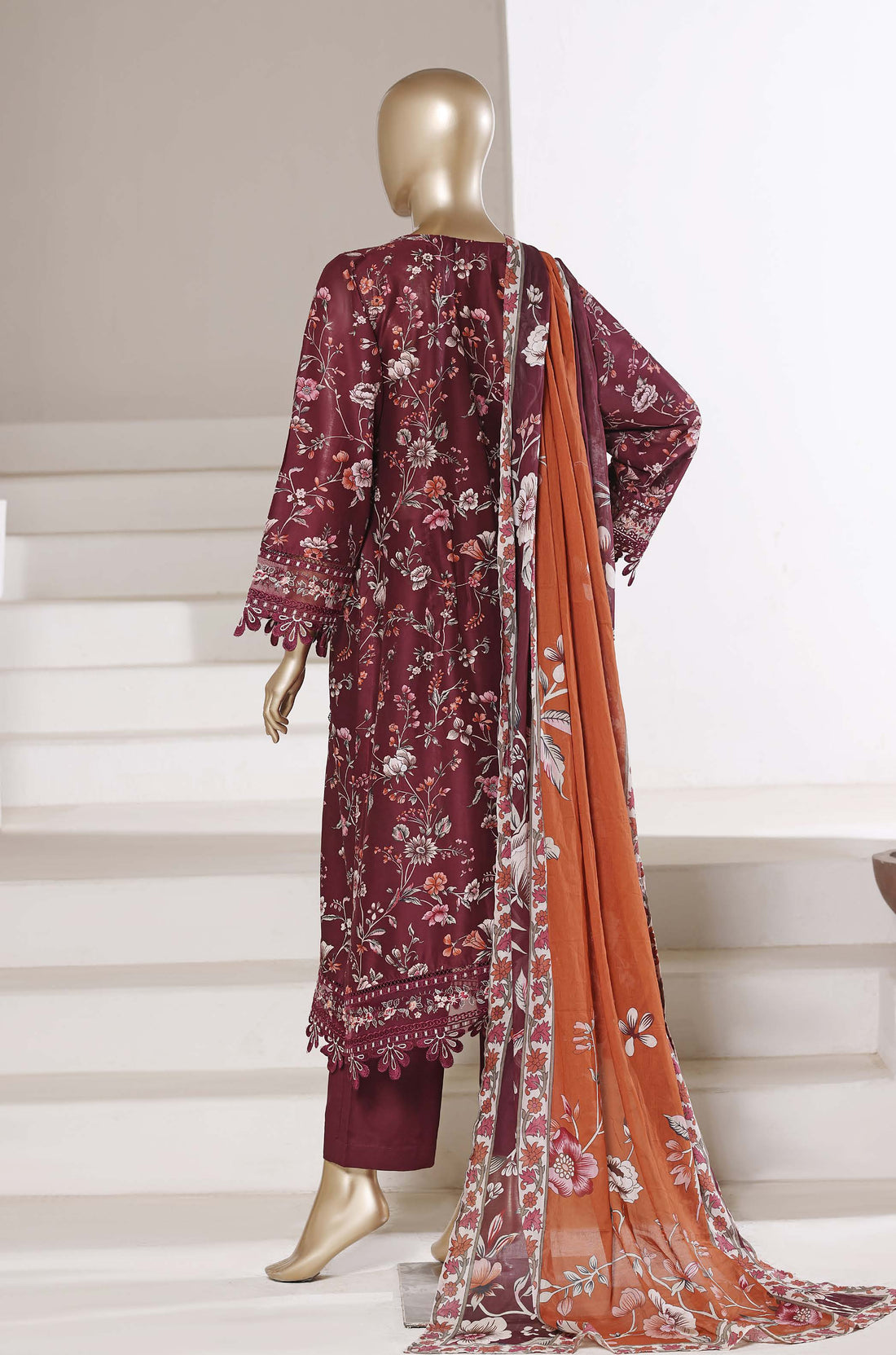 Sadabahar luxury long length Embroidery lawn 3piece stitched collection D-02