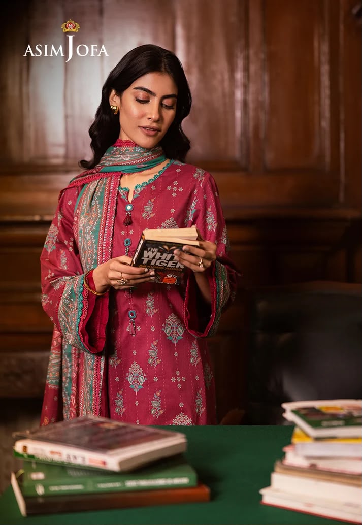 Unstitched by Asim Jofa 3 Pcs Digital Printed Lawn Shirt Collection 2026 D-01