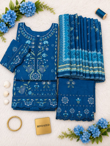 Bin Saeed Luxury Lawn Embroidery Stitced Collection 2026 D-11