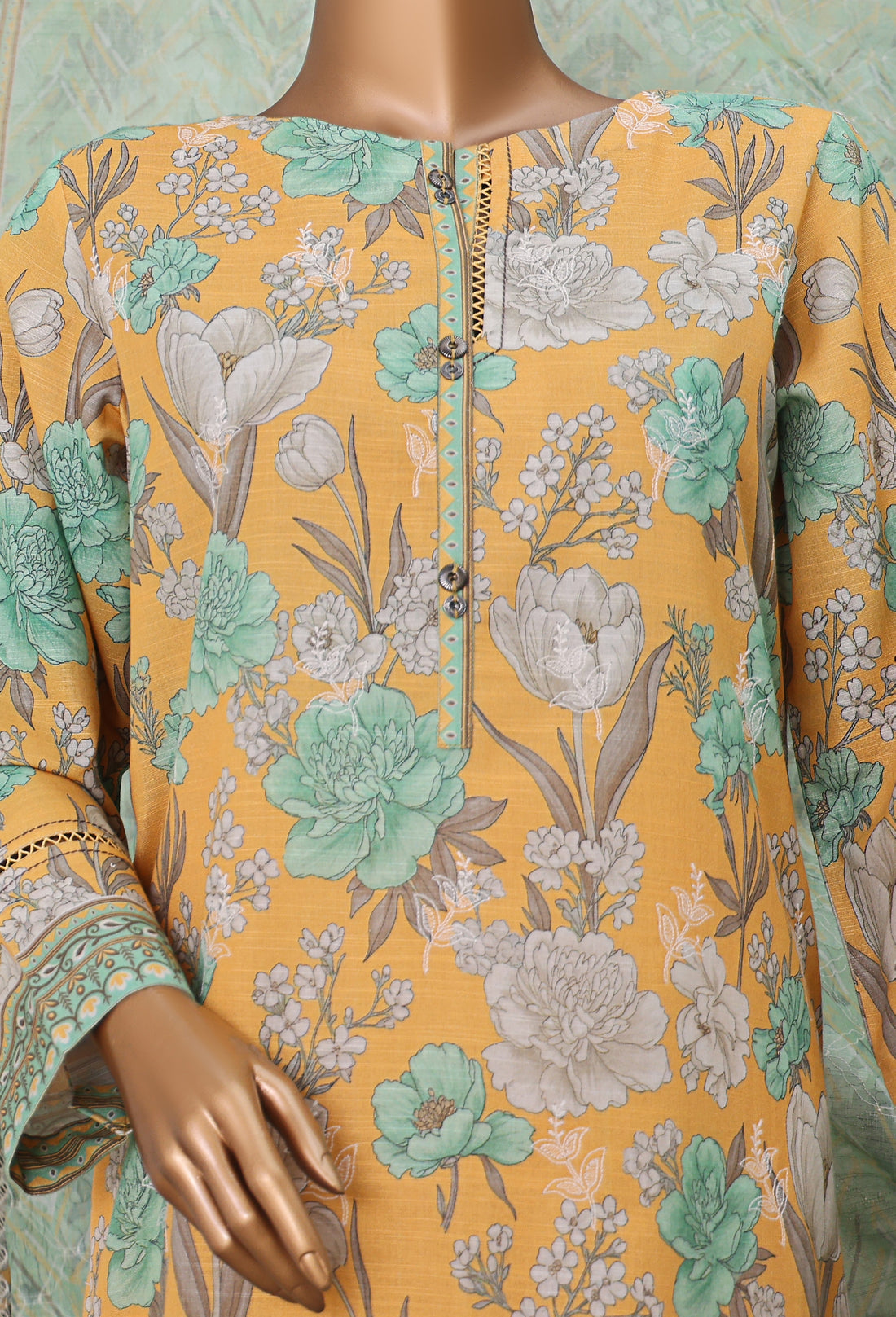 HZ Textile UNSTITCH Khadder Embroidered Chikankari With Émbroidered Khadder Dupatta 3Piece Unstitched Collection _2025 D-02