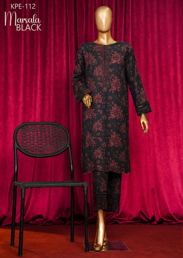 HZ Textile stitched Blooming Winter Khaddar 2Piece Co-ords Stitched Collection 2025 D-05