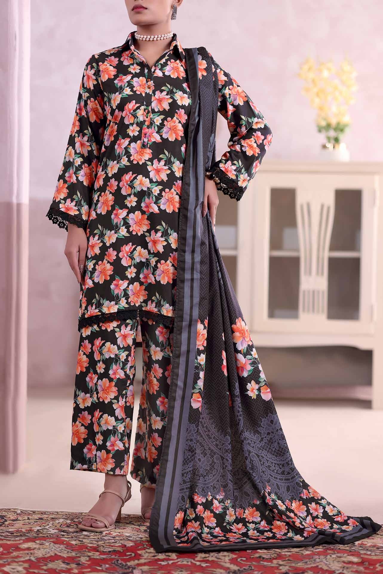 AIZAL Collection Ready to Wear KHAAS Digital KARANDI 3PC Collection 2025 D-09