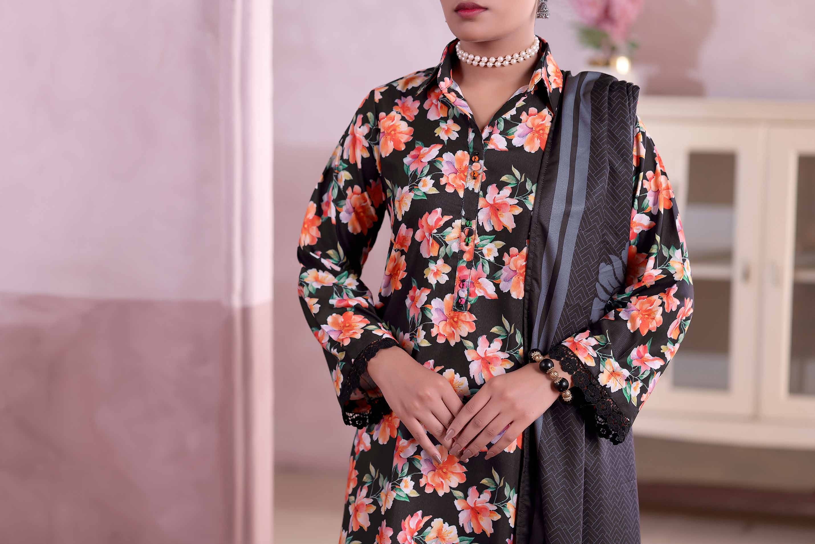 AIZAL Collection Ready to Wear KHAAS Digital KARANDI 3PC Collection 2025 D-09