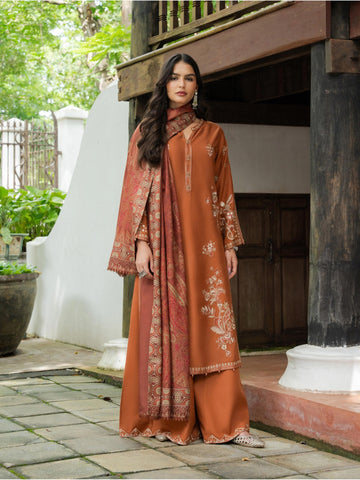 Allys by Kashmere Embroidered Wool Rust Unstitched 3-Piece Suit Collection D-AL-1325