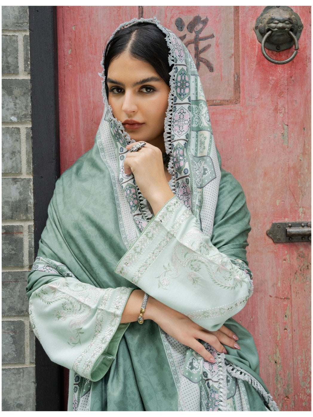 Allys by Kashmere Embroidered Wool Mint Unstitched 3-Piece Suit Collection D-AL-1327