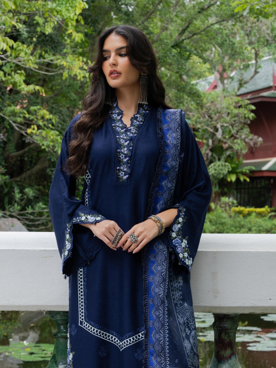 Allys by Kashmere Embroidered Wool Navy Unstitched 3-Piece Suit Collection D-AL-1328