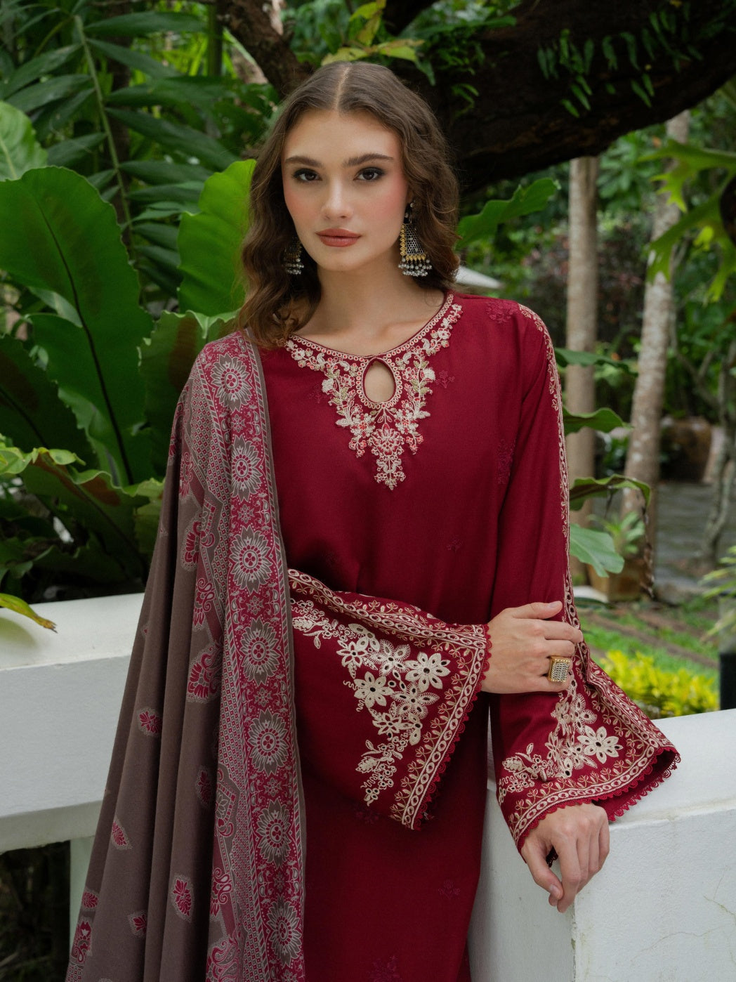 Allys by Kashmere Embroidered Wool Maroon Unstitched 3-Piece Suit Collection D-AL1330