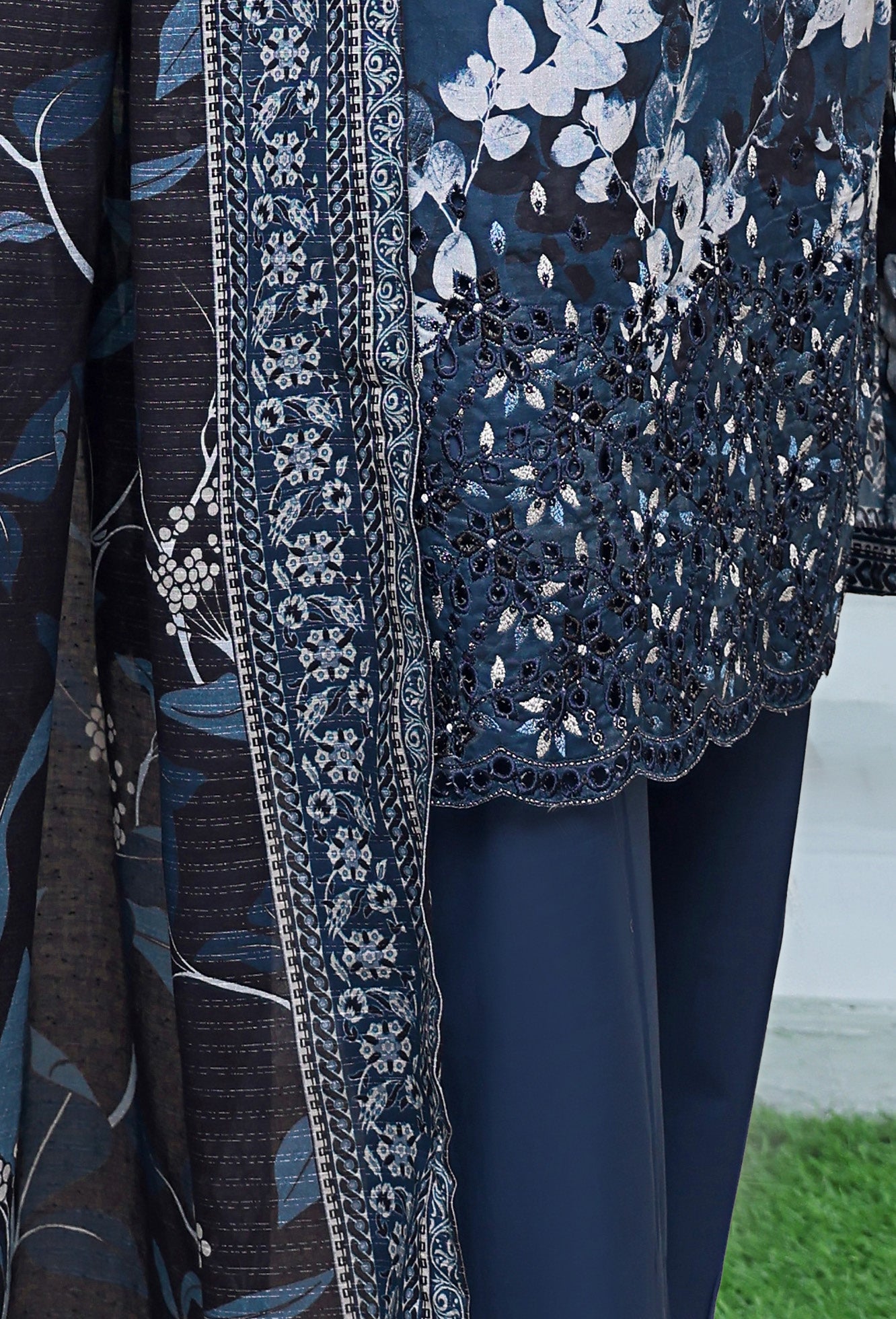 HZ Textile Unstitched ASASA  Digital Printed Embroidered Lawn Shirt with Digilal Printed Karandi Lawn Dupatta Collection'25 D-02