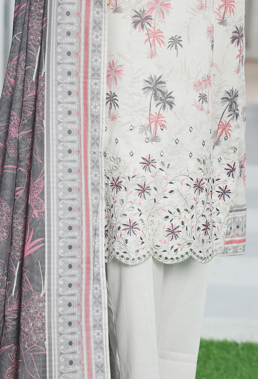 HZ Textile Unstitched ASASA Digital Printed Embroidered Lawn Shirt with Digilal Printed Karandi Lawn Dupatta Collection'25 D-03