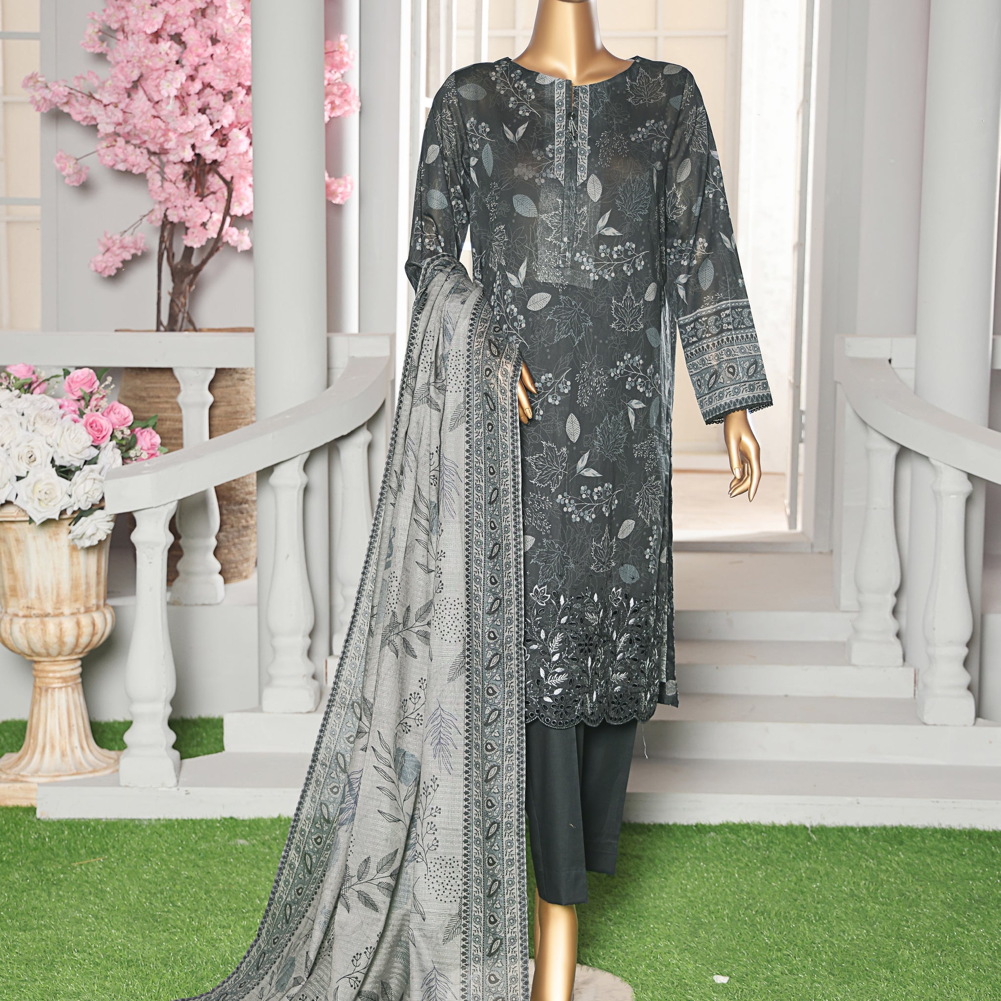 HZ Textile Unstitched ASASA  Digital Printed Embroidered Lawn Shirt with Digilal Printed Karandi Lawn Dupatta Collection'25 D-04