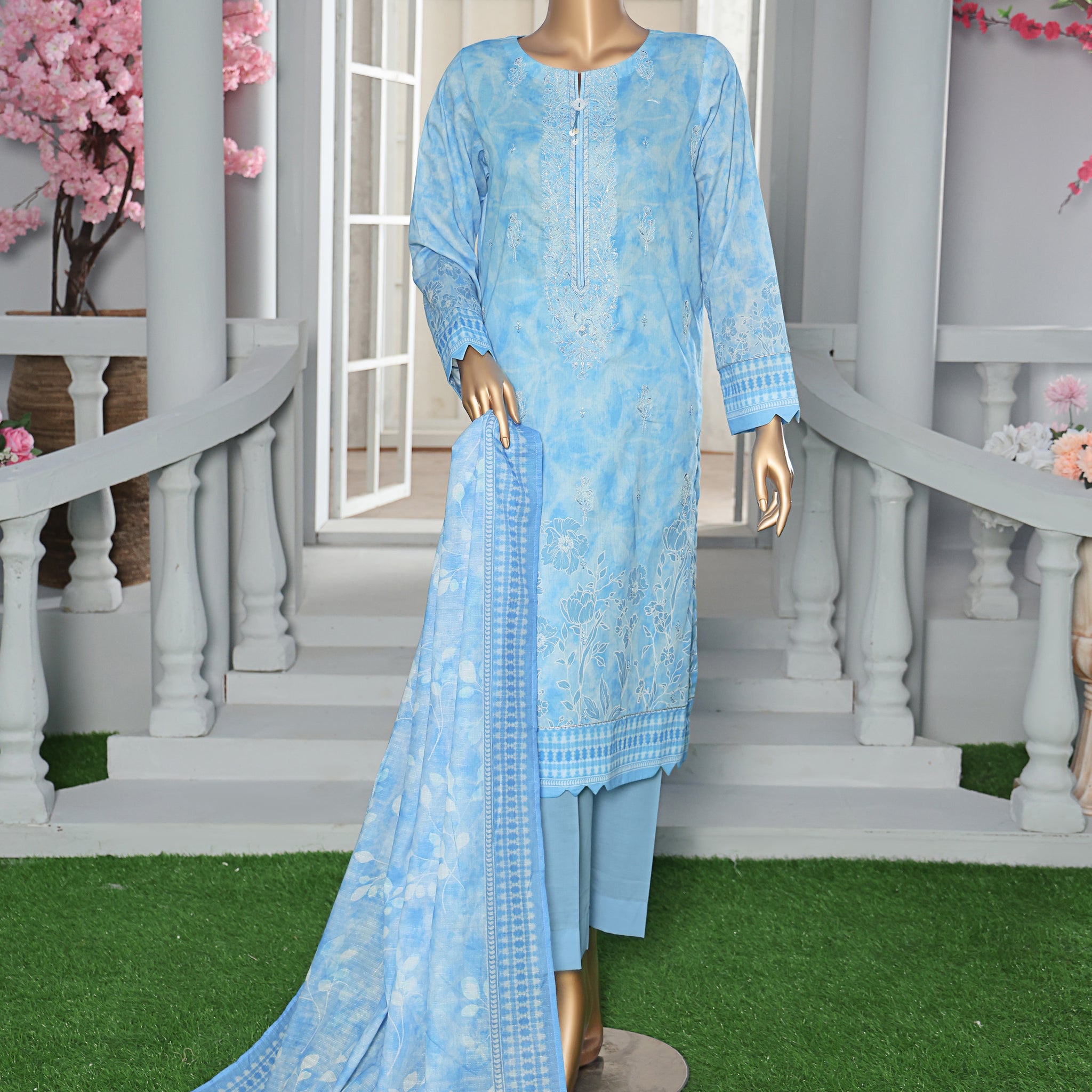 HZ Textile Unstitched ASASA Digital Printed Embroidered Lawn Shirt with Digilal Printed Karandi Lawn Dupatta Collection'25 D-05