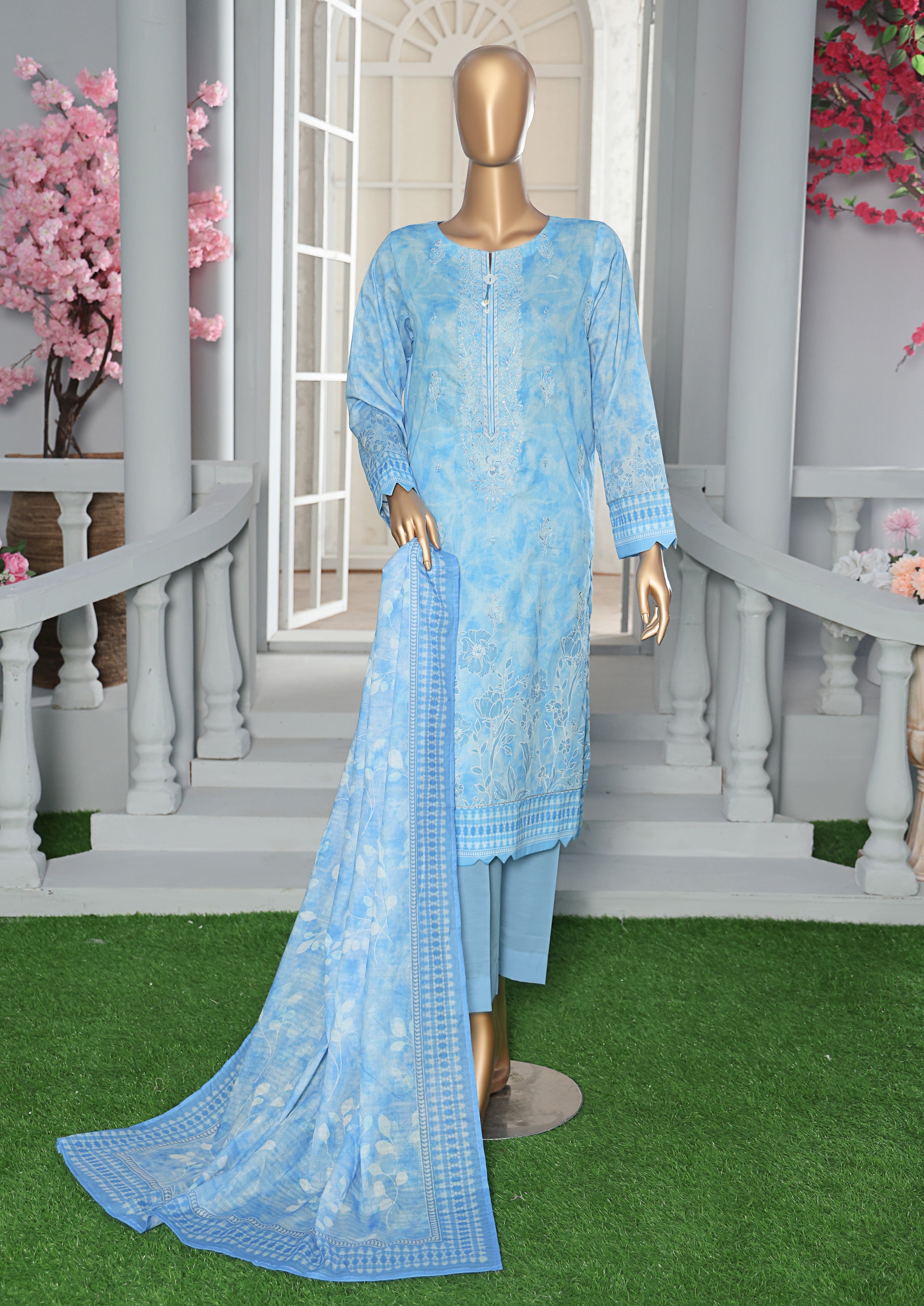 HZ Textile Unstitched ASASA Digital Printed Embroidered Lawn Shirt with Digilal Printed Karandi Lawn Dupatta Collection'25 D-05