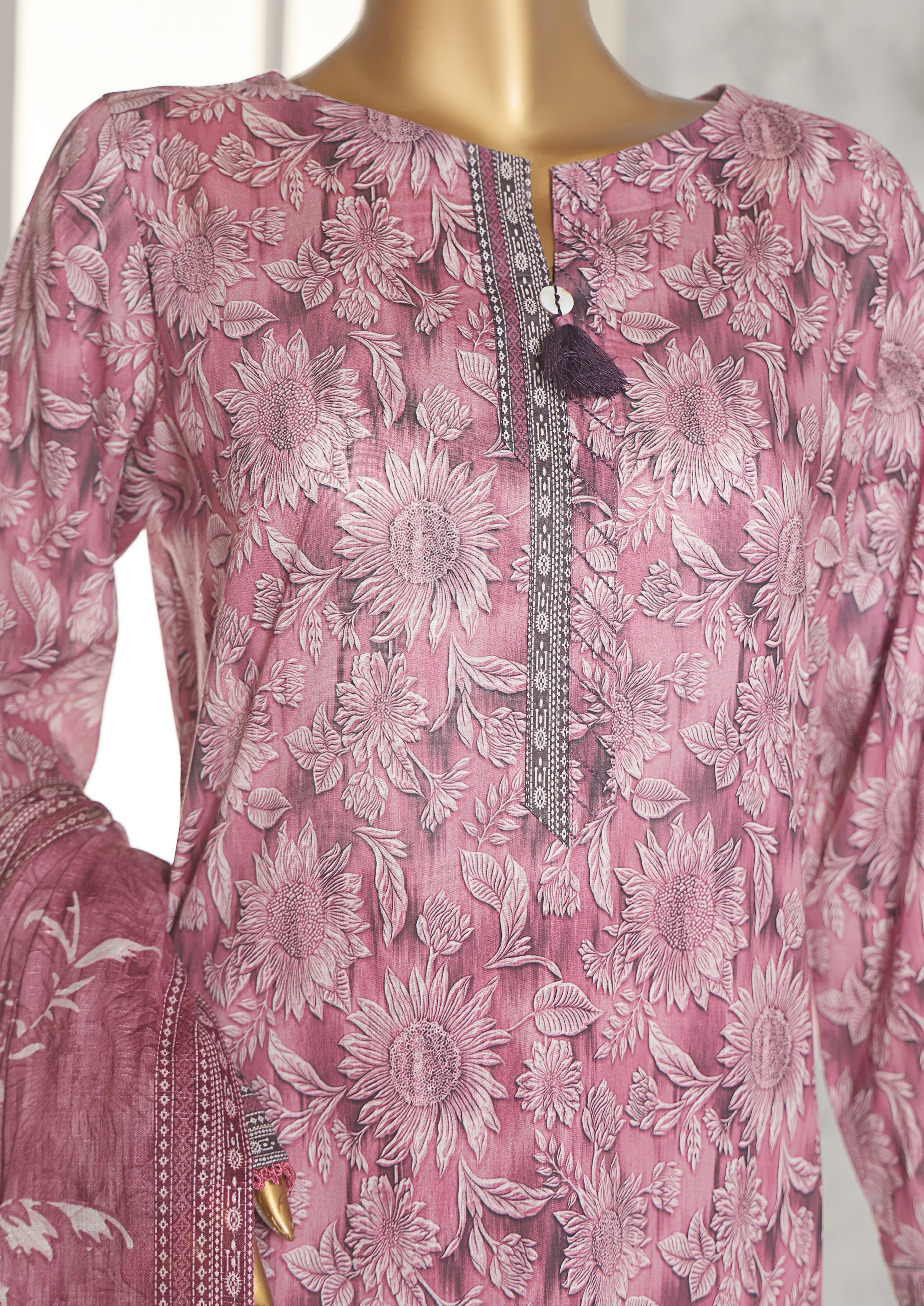 HZ Textile Unstitched ASASA Digital Printed Embroidered Lawn Shirt with Digilal Printed Karandi Lawn Dupatta Collection'25 D-01