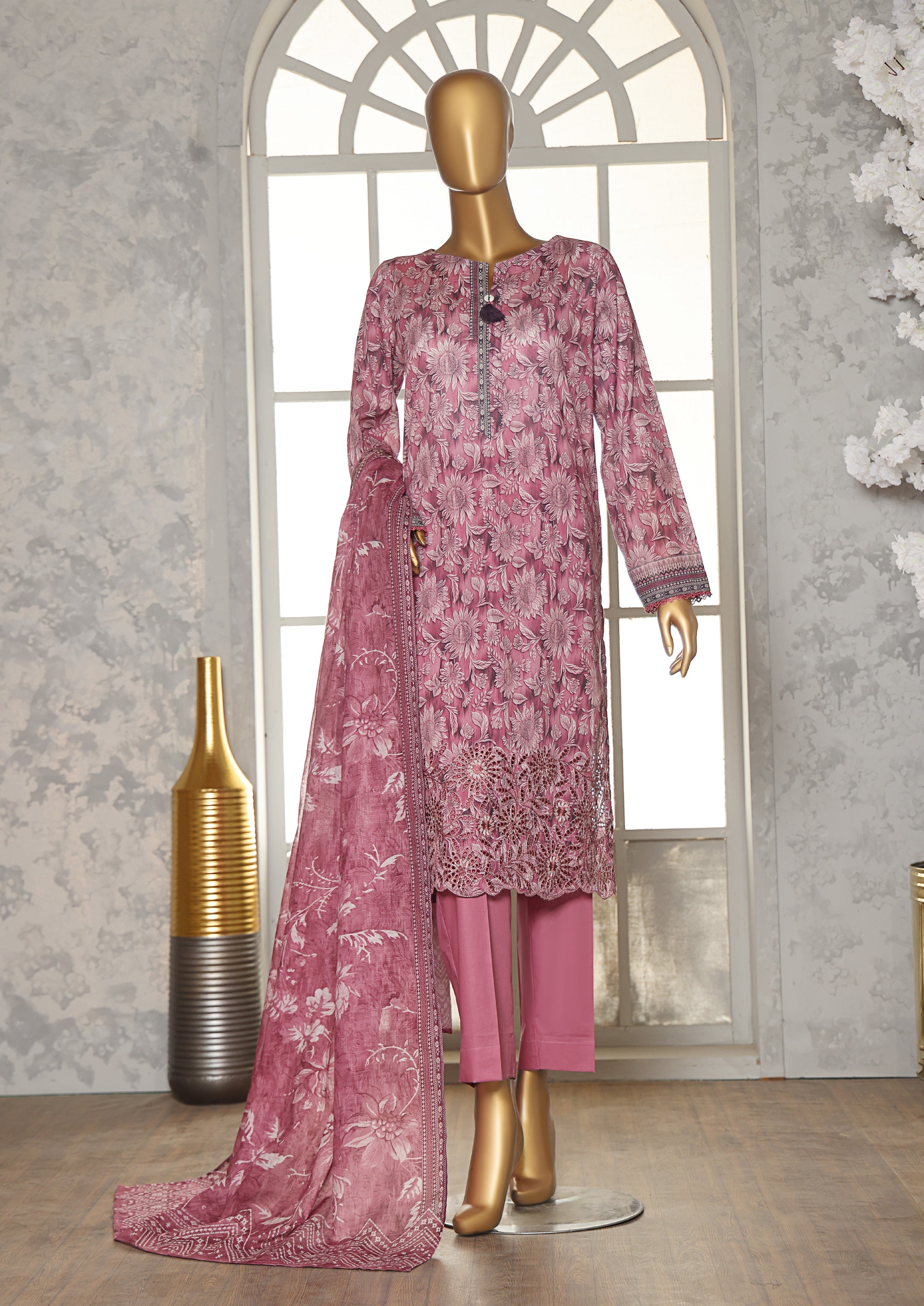 HZ Textile Unstitched ASASA Digital Printed Embroidered Lawn Shirt with Digilal Printed Karandi Lawn Dupatta Collection'25 D-01