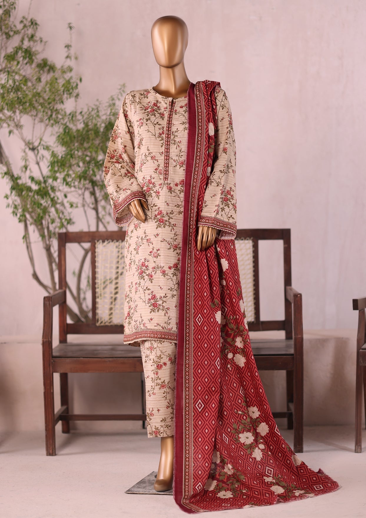 BIN SAEED Printed Khadder 3pcs Stitched Vol-3 3Piece stitched COLLECTION 2025 D-02