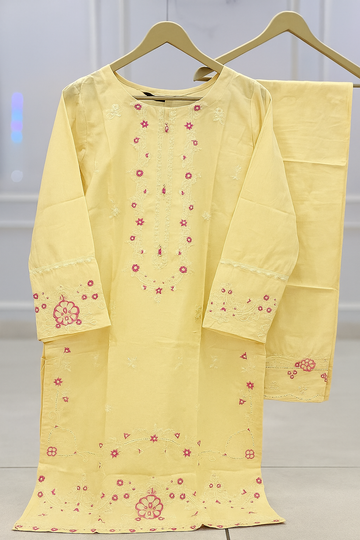 Ayesha Fabrics Present's RTW Daily Drop—Solid Cotton Shirt EMB with Cotton Trouser 2PC Collection 2025 D-10