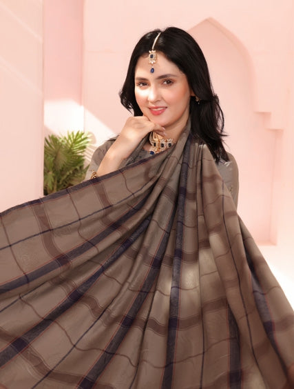 Delilah Unstitched Dyed Embroidered Winter Doriya With Fancy Shawl By Dr Haris D-02