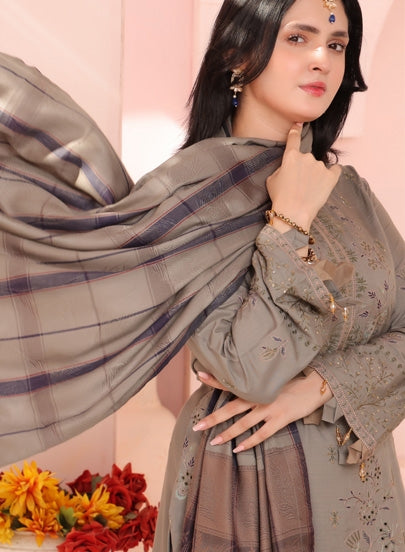 Delilah Unstitched Dyed Embroidered Winter Doriya With Fancy Shawl By Dr Haris D-02