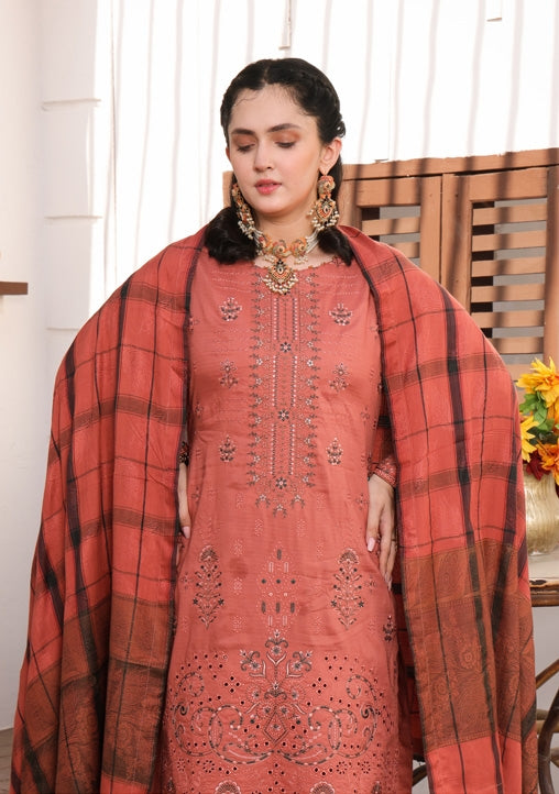 Delilah Unstitched Dyed Embroidered Winter Doriya With Fancy Shawl By Dr Haris D-03