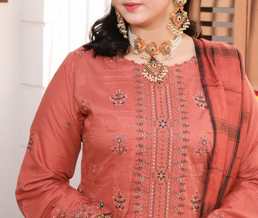 Delilah Unstitched Dyed Embroidered Winter Doriya With Fancy Shawl By Dr Haris D-03