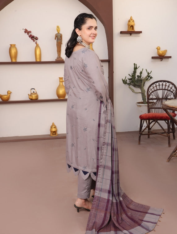 Delilah Unstitched Dyed Embroidered Winter Doriya With Fancy Shawl By Dr Haris D-04