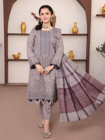 Delilah Unstitched Dyed Embroidered Winter Doriya With Fancy Shawl By Dr Haris D-04