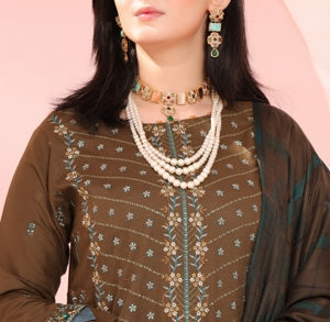 Delilah Unstitched Dyed Embroidered Winter Doriya With Fancy Shawl By Dr Haris D-01