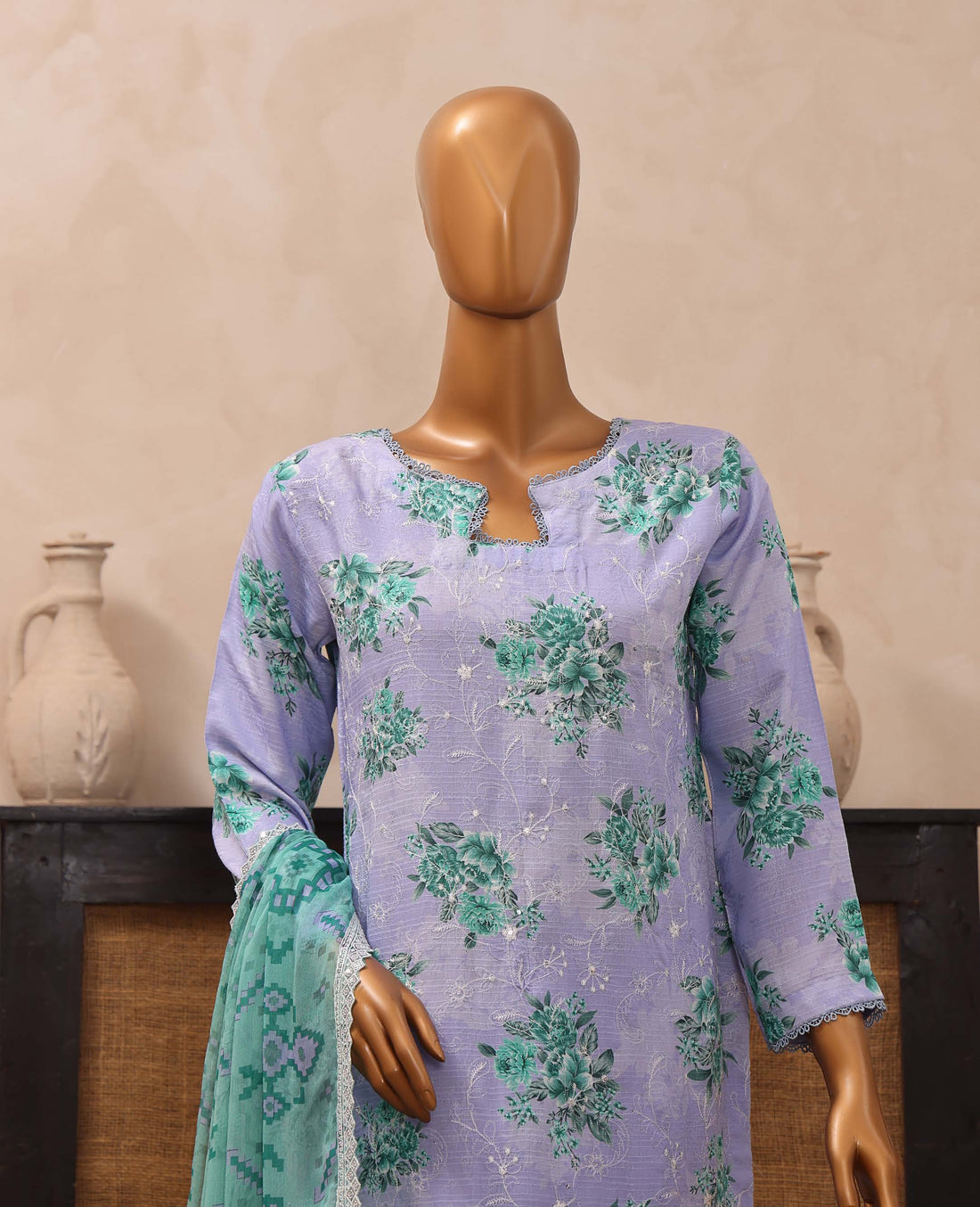 Dr. Haris Diamond White Unstitched Digital Printed Suit COLLECTION 2025 D-03