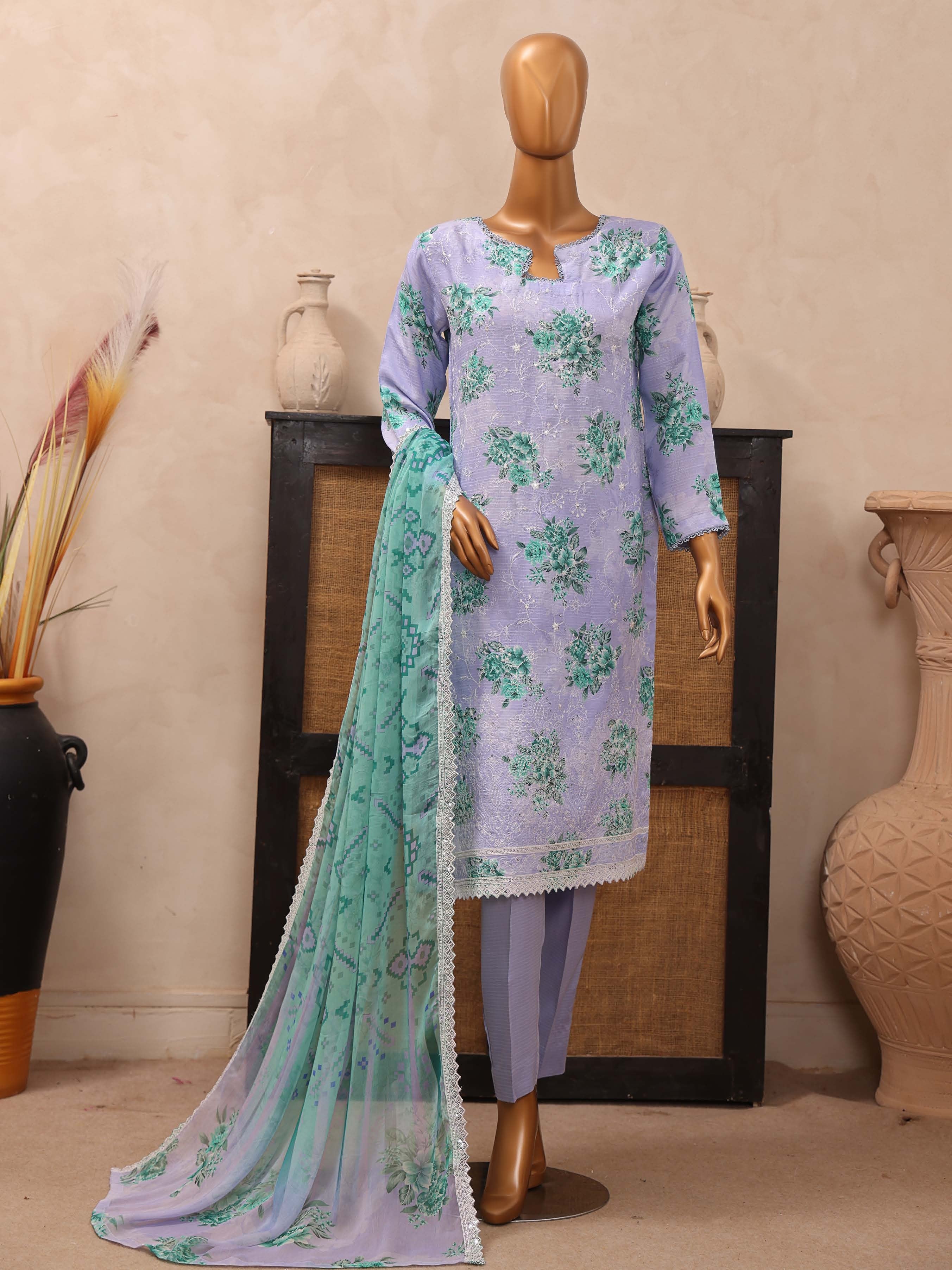 Dr. Haris Diamond White Unstitched Digital Printed Suit COLLECTION 2025 D-03