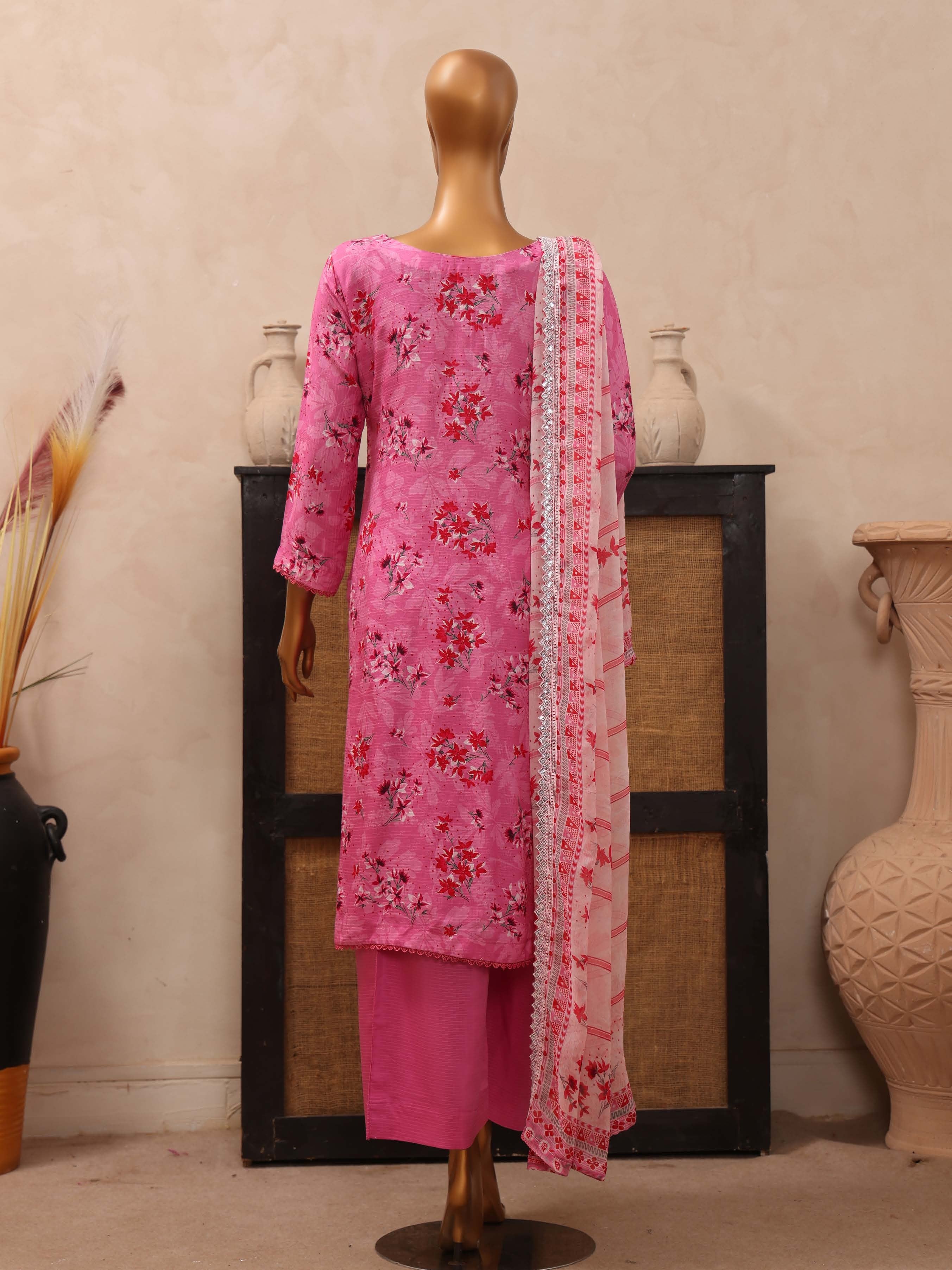 Dr. Haris Diamond White Unstitched Digital Printed Suit COLLECTION 2025 D-04