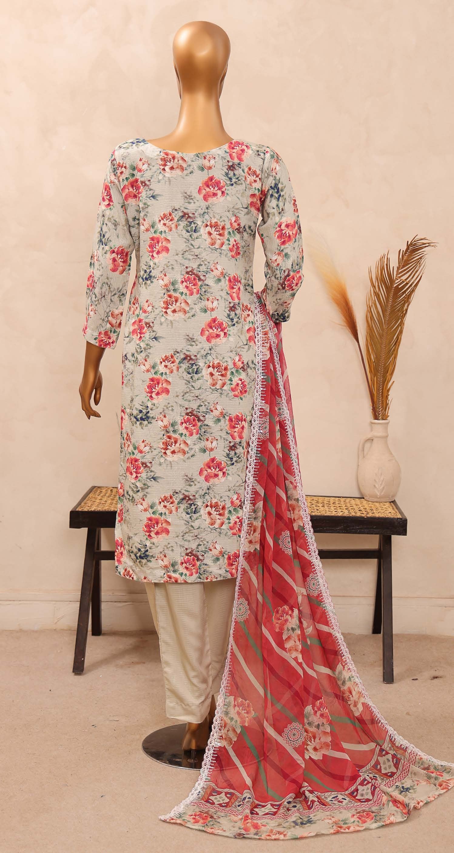 Dr. Haris Diamond White Unstitched Digital Printed Suit COLLECTION 2025 D-05