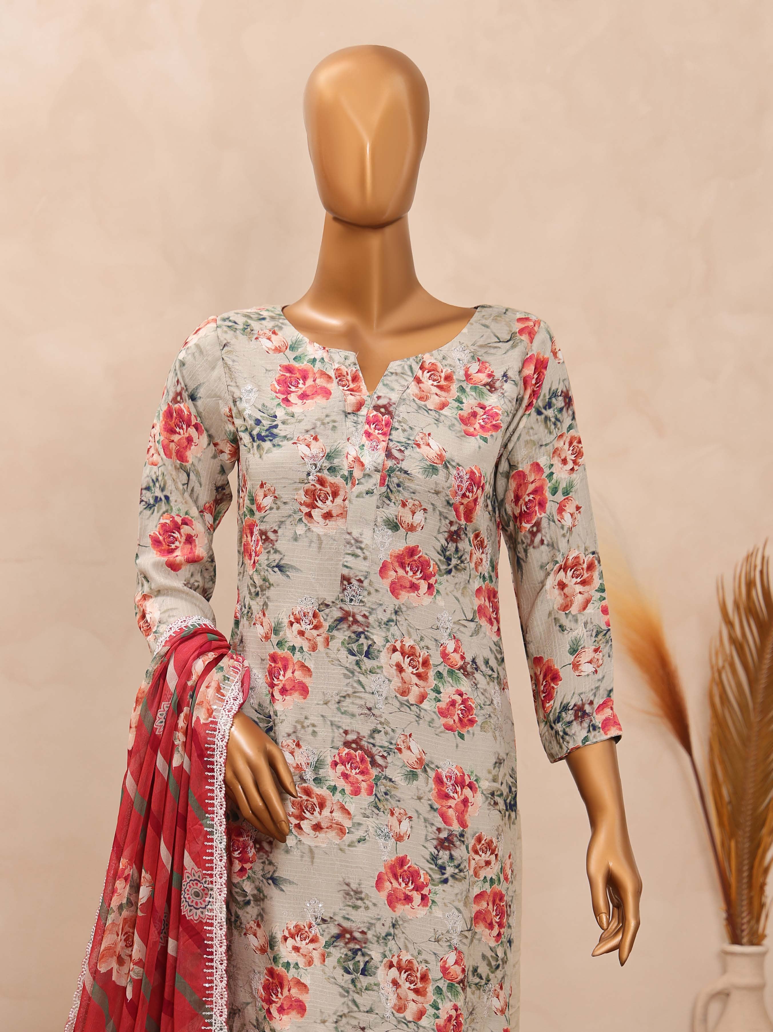 Dr. Haris Diamond White Unstitched Digital Printed Suit COLLECTION 2025 D-05