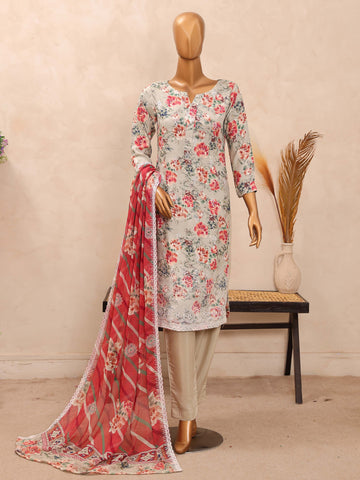 Dr. Haris Diamond White Unstitched Digital Printed Suit COLLECTION 2025 D-05