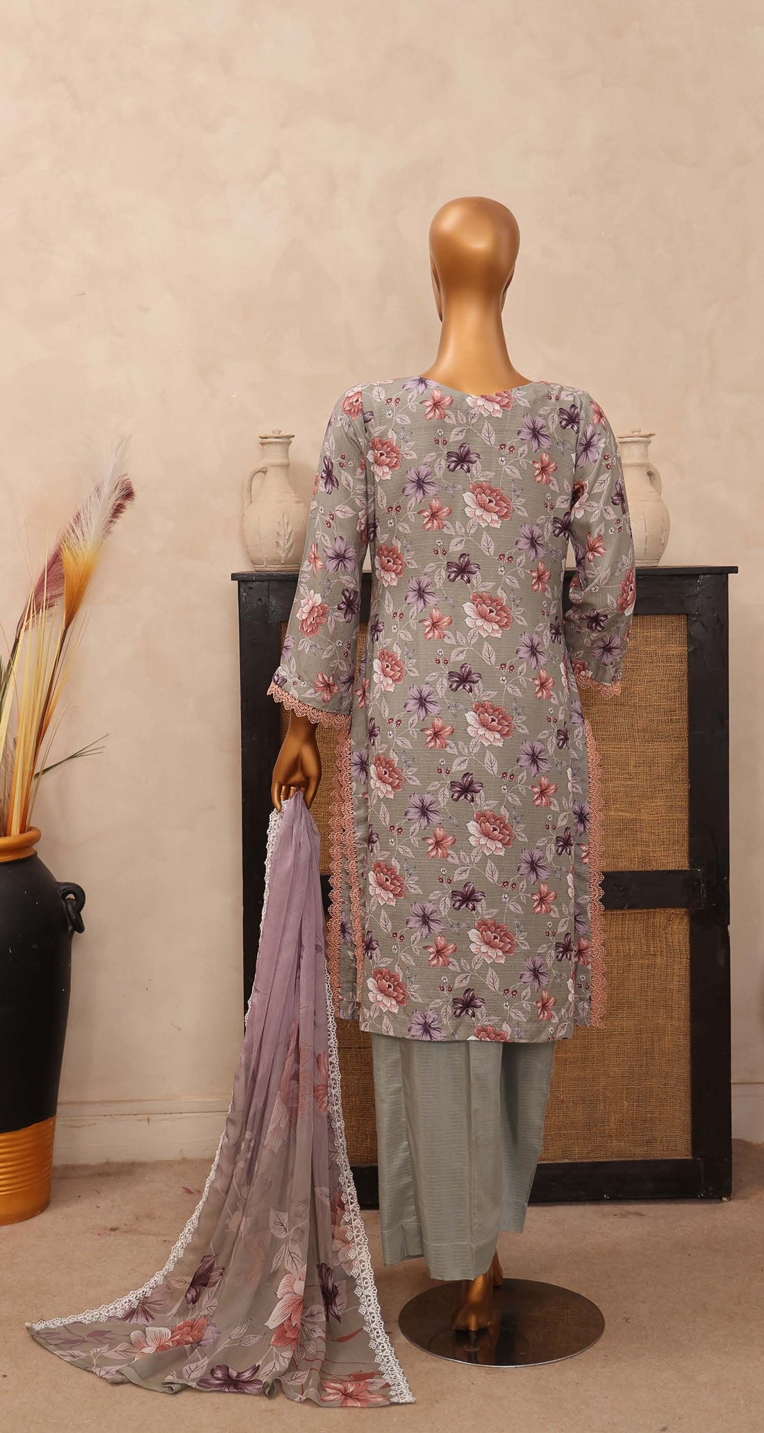 Dr. Haris Diamond White Unstitched Digital Printed Suit COLLECTION 2025 D-01