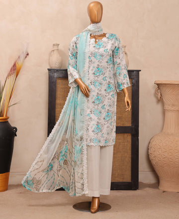 Dr. Haris Diamond White Unstitched Digital Printed Suit COLLECTION 2025 D-02