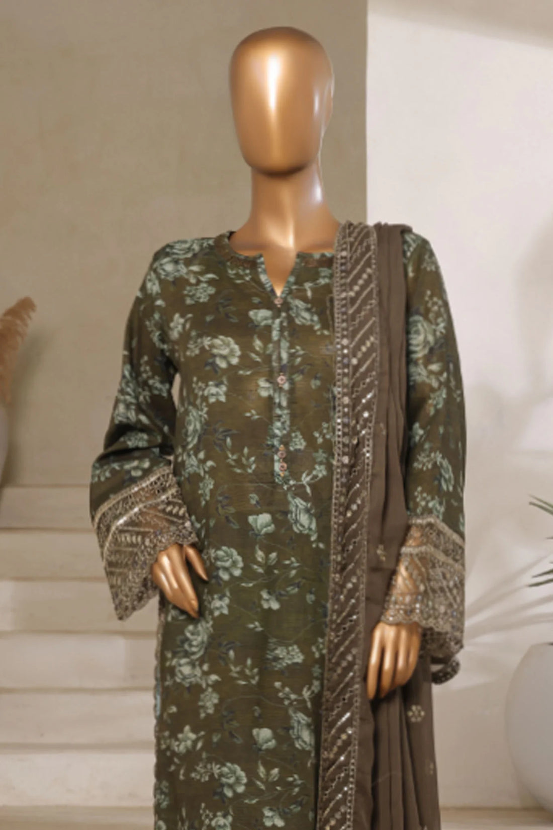 Malika By Sada Bahar Stitched 3 Piece Emb Festive Vol-05 Collection'2025-EMB Chiffon dupatta-mehandi green