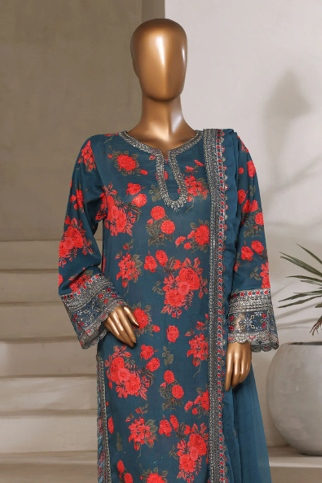 Malika By Sada Bahar Stitched 3 Piece Emb Festive Vol-05 Collection'2025-EMB Chiffon dupatta C-Green