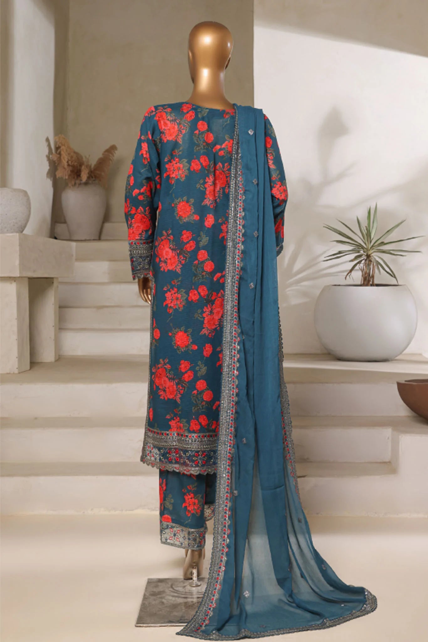 Malika By Sada Bahar Stitched 3 Piece Emb Festive Vol-05 Collection'2025-EMB Chiffon dupatta C-Green